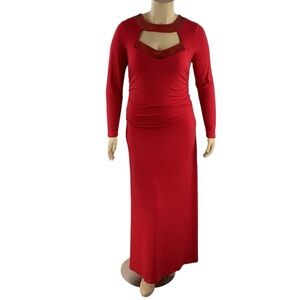 Boston Proper Red Long Sleeve Cutout Maxi Dress Size L